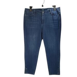 J.Jill Denim Womens 16 Petite Blue Authentic Fit Slim Ankle Button Accent Pants
